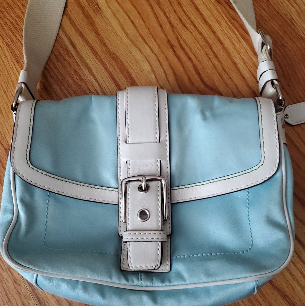 ‼PRICE FIRM‼COACH Bag Turquoise White